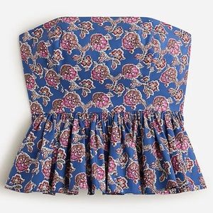Collection strapless peplum top in Ratti® blue blooms print